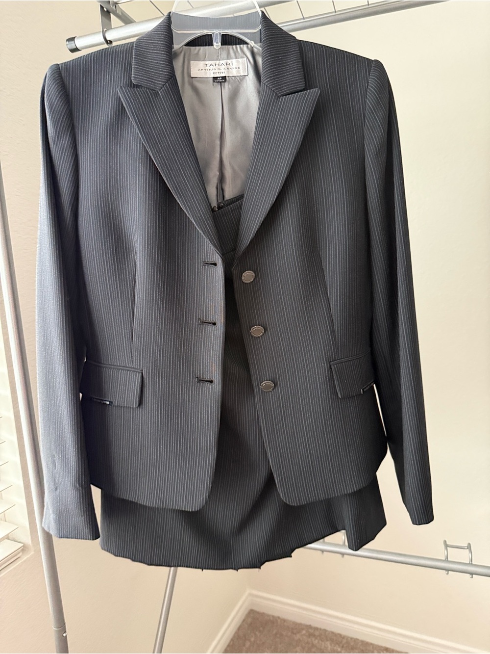 Tahari ASL Charcoal Pinstripe Women's Blazer & Vest Set